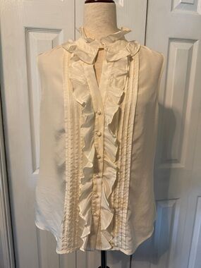 Talbots Silk Ivory Button-Up Blouse Sz 12